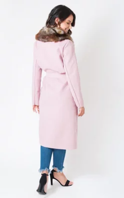 Deals ⌛ Want That Trend Longline ???? Coat With Faux Fur Trim In Dusky Pink ???? -De La Creme Fashions Shop unnamed file 1001
