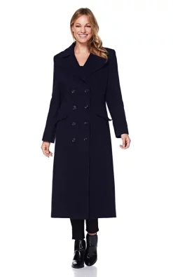 Hot Sale ???? Anastasia Fashions Double Breasted ???? Coat In Navy Wool & Cashmere Blend ????