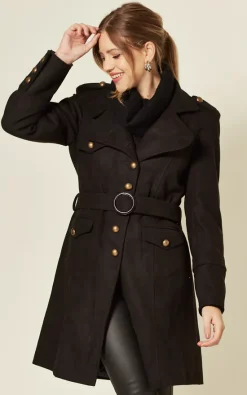 Brand new ???? De La Creme Fashions Naomi Black High Neck Belted ???? Coat ????