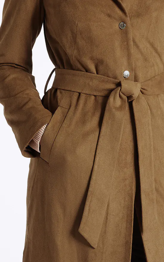 Cheapest ???? De La Creme Fashions Sian Tan Brown Suedette Longline Trench Duster ???? Coat ???? 4 Cheapest ???? De La Creme Fashions Sian Tan Brown Suedette Longline Trench Duster ???? Coat ???? - Image 2