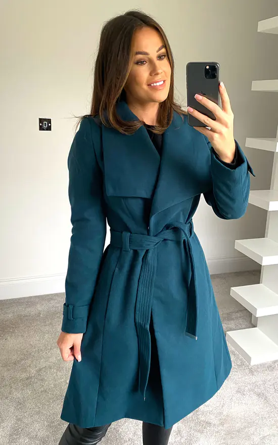 Outlet ???? Anastasia Fashions Large Collar Belted Wrap Winter ???? Coat In Teal Blue ???? 4 Outlet ???? Anastasia Fashions Large Collar Belted Wrap Winter ???? Coat In Teal Blue ???? - Image 2