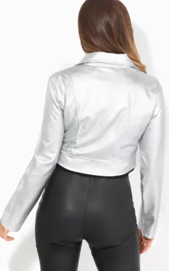 Best Sale ⭐ KRISP Cropped Silver Pu Biker Jacket ???? -De La Creme Fashions Shop unnamed file 104