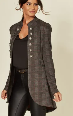 Top 10 ❤️ Mela London Grey Checkered Military Jacket ⌛ -De La Creme Fashions Shop unnamed file 1054