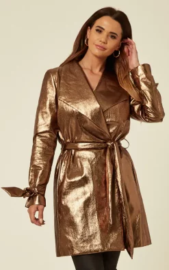 Best deal ???? Belles Of London The Harper Faux Leather Trench ???? Coat In Copper ????