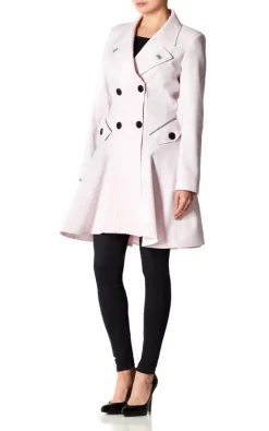 Brand new ???? De La Creme Fashions Vanessa Pink ???? Dogtooth Trim Fit And Flare Mac ????