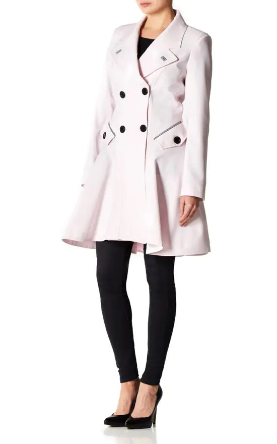 Brand new ???? De La Creme Fashions Vanessa Pink ???? Dogtooth Trim Fit And Flare Mac ???? 3 Brand new ???? De La Creme Fashions Vanessa Pink ???? Dogtooth Trim Fit And Flare Mac ????