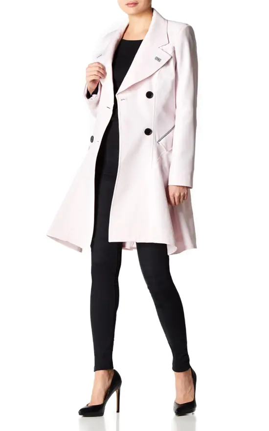 Brand new ???? De La Creme Fashions Vanessa Pink ???? Dogtooth Trim Fit And Flare Mac ???? 4 Brand new ???? De La Creme Fashions Vanessa Pink ???? Dogtooth Trim Fit And Flare Mac ???? - Image 2