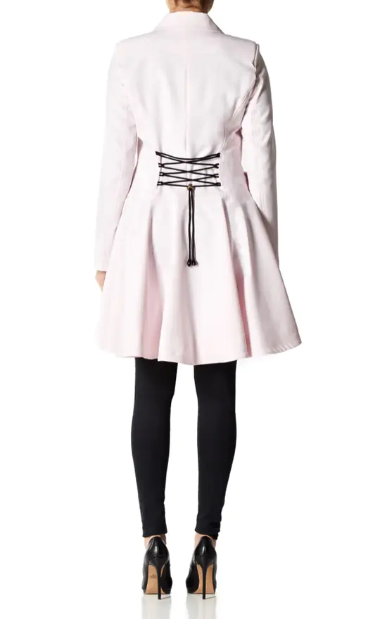 Brand new ???? De La Creme Fashions Vanessa Pink ???? Dogtooth Trim Fit And Flare Mac ???? 5 Brand new ???? De La Creme Fashions Vanessa Pink ???? Dogtooth Trim Fit And Flare Mac ???? - Image 3