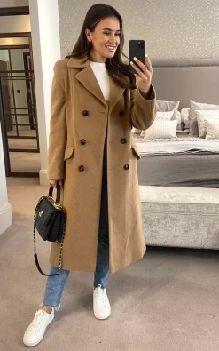 Promo ???? Anastasia Fashions Anastasia Camel ???? Womens Wool Cashmere Double Breasted Winter ???? Coat ????