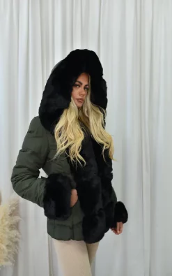 Best deal ❤️ IKRUSH Evelyn Faux Fur Padded Jacket In Khaki ⭐