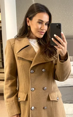 Wholesale ???? Anastasia Fashions Anastasia Camel Double Breasted Military ???? Coat Metal Buttons ???? -De La Creme Fashions Shop unnamed file 1103