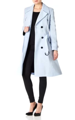 Wholesale ???? De La Creme Fashions Vienna Light Blue Double Breasted Trench Mac ????