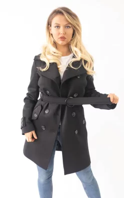 Brand new ✨ De La Creme Fashions Alice Black Mid Length Belted Mac ????