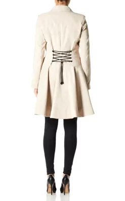 Budget ✨ De La Creme Fashions Vanessa Beige ???? Dogtooth Trim Fit And Flare Mac ???? -De La Creme Fashions Shop unnamed file 1137