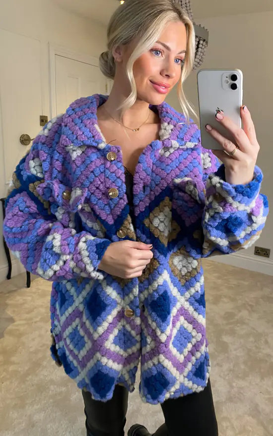 Best deal ???? HOXTON GAL Oversized Long Sleeves Wool ???? Coat With Pocket Details In Purple ???? 5 Best deal ???? HOXTON GAL Oversized Long Sleeves Wool ???? Coat With Pocket Details In Purple ???? - Image 3