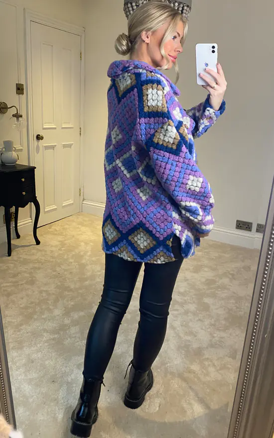 Best deal ???? HOXTON GAL Oversized Long Sleeves Wool ???? Coat With Pocket Details In Purple ???? 6 Best deal ???? HOXTON GAL Oversized Long Sleeves Wool ???? Coat With Pocket Details In Purple ???? - Image 4