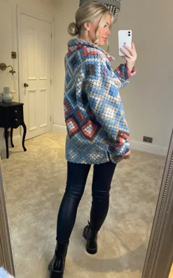 Best deal ???? HOXTON GAL Oversized Long Sleeves Wool ???? Coat With Pocket Details In Blue And Pink ???? -De La Creme Fashions Shop unnamed file 1202