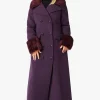 Coupon ⭐ De La Creme Fashions Alexa Purple Wool Blend Military Faux Fur Trim Maxi ???? Coat ????