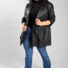Wholesale ???? JustYourOutfit Black Drawstring Waist Faux Leather Jacket ✔️