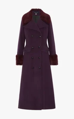 Coupon ⭐ De La Creme Fashions Alexa Purple Wool Blend Military Faux Fur Trim Maxi ???? Coat ???? -De La Creme Fashions Shop unnamed file 1222