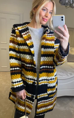 Deals ???? Izabel London Multi Yellow Striped Button Front ???? Coat ✨