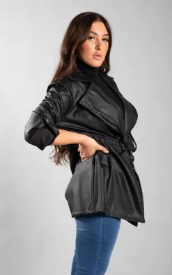Wholesale ???? JustYourOutfit Black Drawstring Waist Faux Leather Jacket ✔️ -De La Creme Fashions Shop unnamed file 124