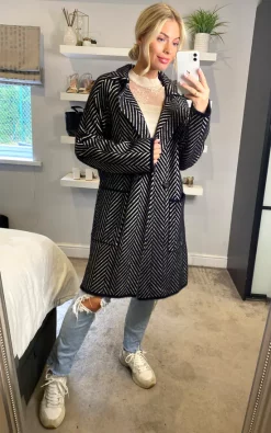 Discount ???? ANGELEYE Fluffy Striped ???? Coat In Black And Cream ???? -De La Creme Fashions Shop unnamed file 1240