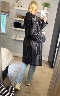 Discount ???? ANGELEYE Fluffy Striped ???? Coat In Black And Cream ???? -De La Creme Fashions Shop unnamed file 1242