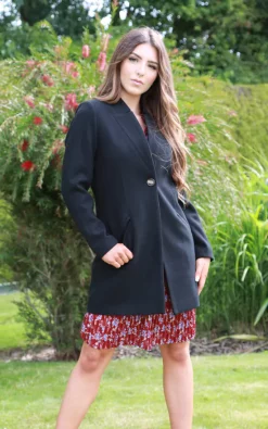 Flash Sale ???? Double Second Black Faux Wool Notch Neck ???? Coat ????