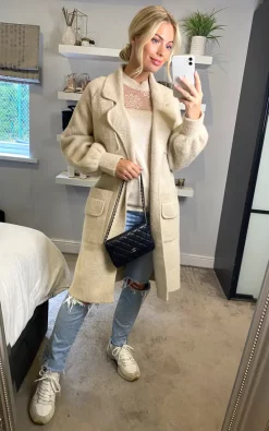 Flash Sale ???? ANGELEYE Fluffy Soft ???? Coat In Striped Cream ⌛