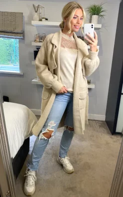 Flash Sale ???? ANGELEYE Fluffy Soft ???? Coat In Striped Cream ⌛ -De La Creme Fashions Shop unnamed file 1298