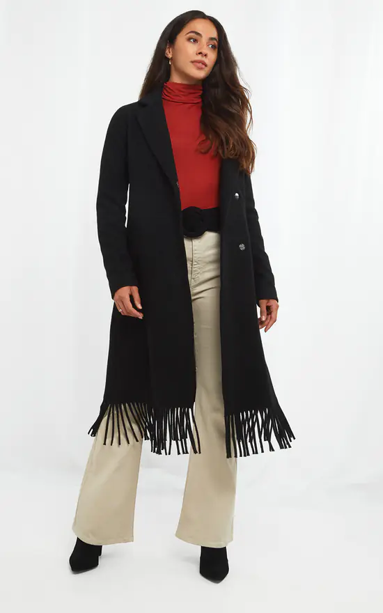 Cheap ???? Joe Browns Fabulous Fringed Hem ???? Coat In Black ✨ 3 Cheap ???? Joe Browns Fabulous Fringed Hem ???? Coat In Black ✨