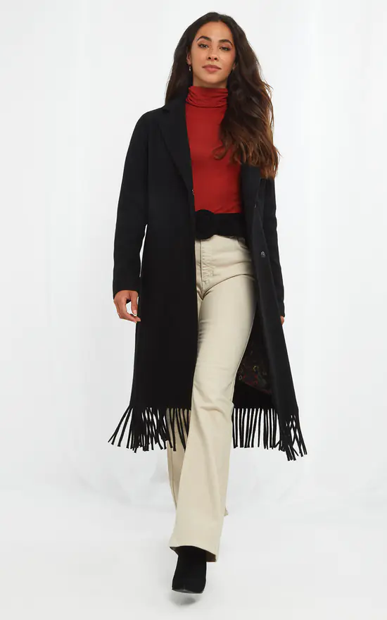 Cheap ???? Joe Browns Fabulous Fringed Hem ???? Coat In Black ✨ 5 Cheap ???? Joe Browns Fabulous Fringed Hem ???? Coat In Black ✨ - Image 3