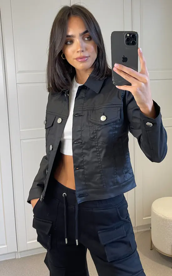 Buy ❤️ JMOJO ???? Coated Denim Jacket Black ???? 4 Buy ❤️ JMOJO ???? Coated Denim Jacket Black ???? - Image 2