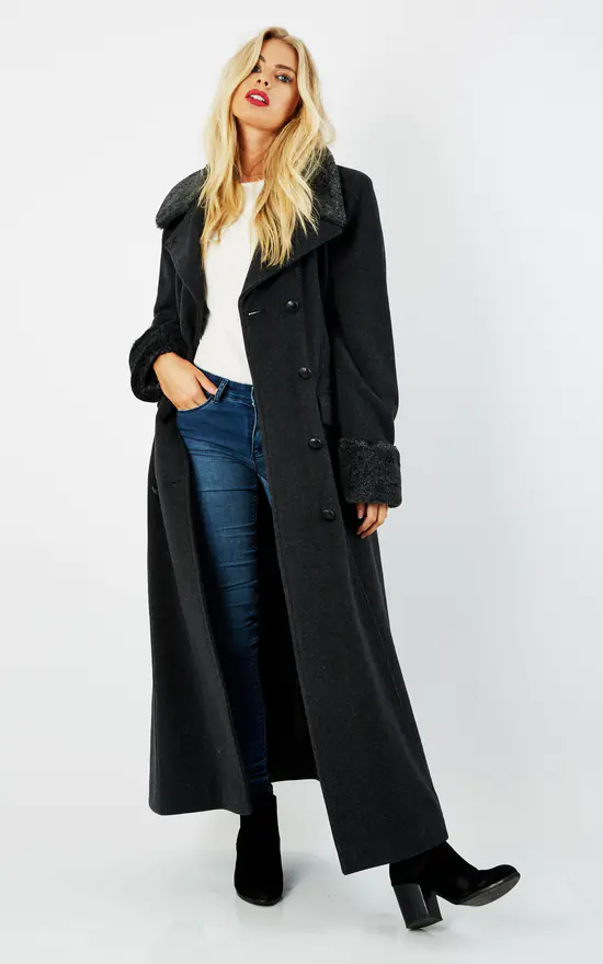 Discount ✔️ De La Creme Fashions Alexa Grey Military Faux Fur Trim Maxi ???? Coat ???? 3 Discount ✔️ De La Creme Fashions Alexa Grey Military Faux Fur Trim Maxi ???? Coat ????