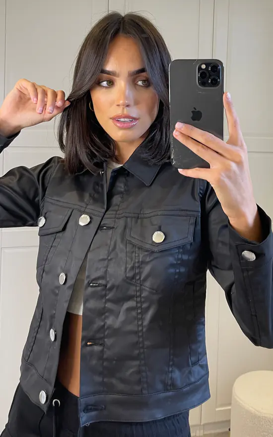 Buy ❤️ JMOJO ???? Coated Denim Jacket Black ???? 5 Buy ❤️ JMOJO ???? Coated Denim Jacket Black ???? - Image 3