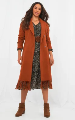 Wholesale ???? Joe Browns Fabulous Fringed Hem ???? Coat In Burnt Orange ⭐