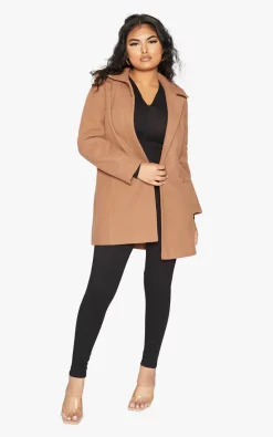 Best deal ⭐ De La Creme Fashions Camel Wool Blend Hip Length Covert ???? Coat ????
