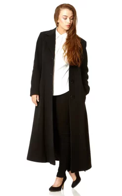 Outlet ???? De La Creme Fashions Simone Black Slim Fit Long ???? Coat ????