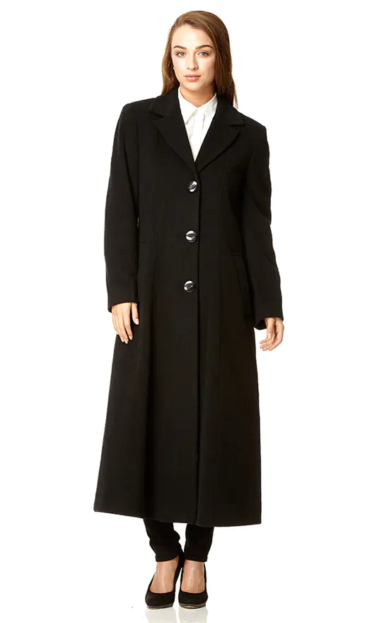 Outlet ???? De La Creme Fashions Simone Black Slim Fit Long ???? Coat ???? 4 Outlet ???? De La Creme Fashions Simone Black Slim Fit Long ???? Coat ???? - Image 2