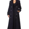 Outlet ???? De La Creme Fashions Carmelle Navy Double Breasted Maxi ???? Coat ????