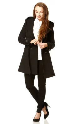 Cheap ???? De La Creme Fashions Samantha Black Shawl Hooded ???? Coat ????
