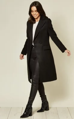 Deals ⭐ Hearts And Roses London Long A Line ???? Coat With Lapel Collar In Black ???? -De La Creme Fashions Shop unnamed file 1368