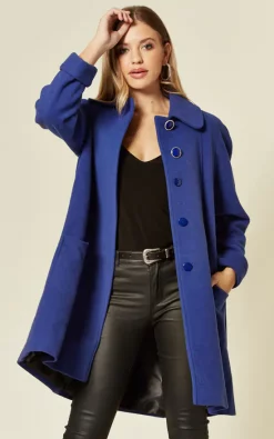Cheapest ❤️ De La Creme Fashions Lisa Royal Blue Wool & Cashmere Swing ???? Coat ????