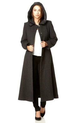 Discount ???? De La Creme Fashions Chantelle Grey Faux Fur Trim Hooded Long ???? Coat ????