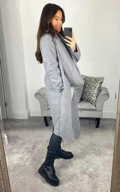 New ???? Feverfish Cowl Scarf Neck ???? Coat Grey ???? -De La Creme Fashions Shop unnamed file 1413