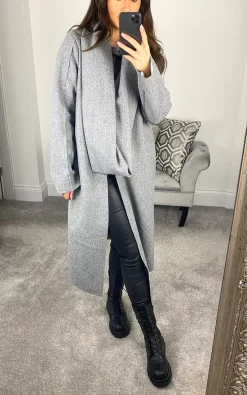 New ???? Feverfish Cowl Scarf Neck ???? Coat Grey ???? -De La Creme Fashions Shop unnamed file 1414