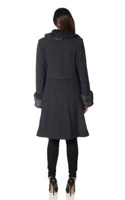 New ❤️ De La Creme Fashions Donna Grey Military Faux Fur Trim Midi ???? Coat ???? -De La Creme Fashions Shop unnamed file 1417