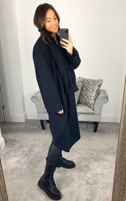 Coupon ⭐ Feverfish Cowl Scarf Neck ???? Coat Black ✔️ -De La Creme Fashions Shop unnamed file 1437