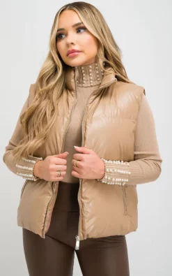 Best reviews of ???? H&L Fashions Beige Faux Leather Padded Gilet ????